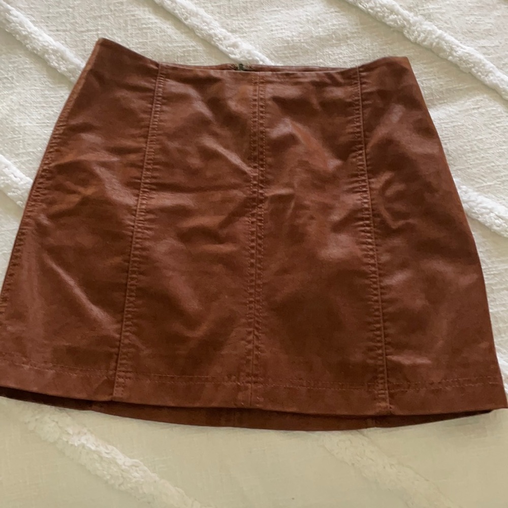 Free people brown pleather mini skirt size 8